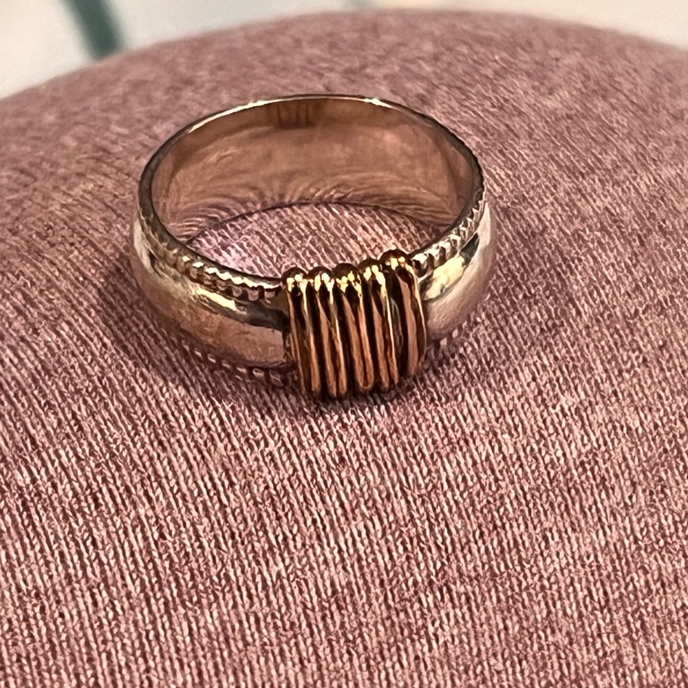 Artisan sterling and 10K gold pinky ring- unstamped but tested
